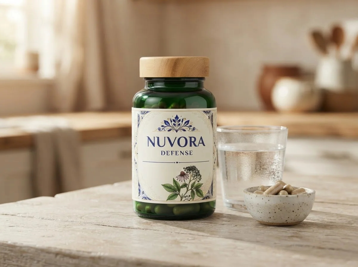 Nuvora Defense-pullo vesilasin vieressä